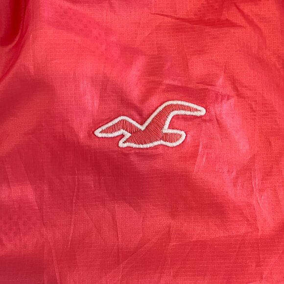 Hollister Women's Windbreaker Jacket Full Zip Size S Coral Pink Hood - Picture 4 of 5